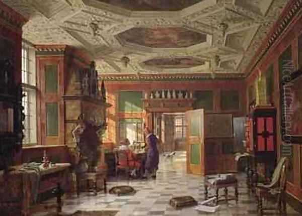 Interior of the Rosenburg Palace Copenhagen Oil Painting by Heinrich Hansen