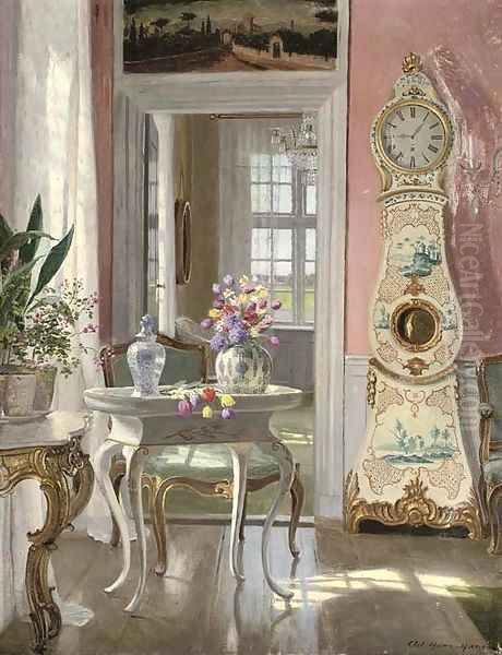 Summer blooms in an interior Oil Painting by Heinrich Hansen