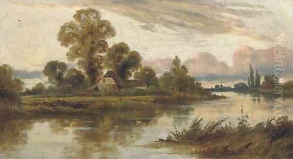 A peaceful day on the river, near Pangbourne-on-Thames Oil Painting by John Horace Hooper