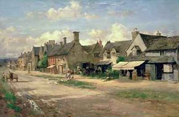 The High Street Broadway Worcestershire Oil Painting by William E. Harris