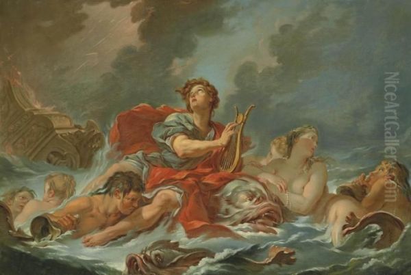 Arion Saved By The Dolphins Oil Painting by Francois Boucher