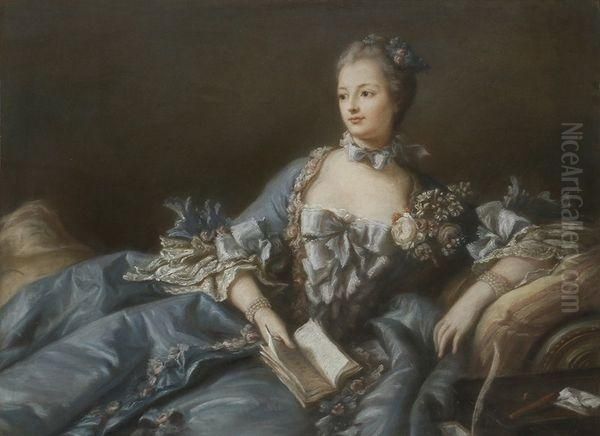 Portrait De Madame De Pompadour Oil Painting by Francois Boucher