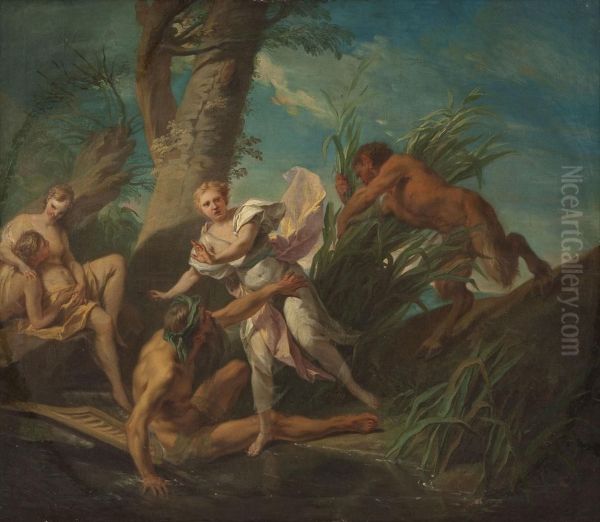 Pan Und Syrinx Oil Painting by Francois Boucher