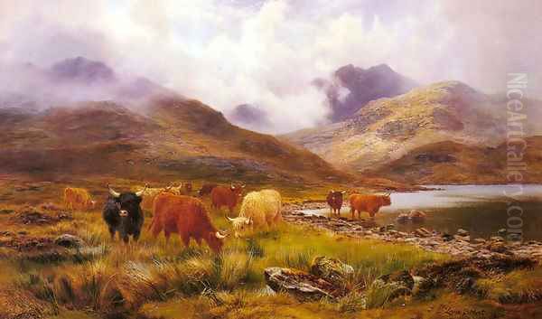 A Misty Day in the Highlands Oil Painting by Louis Bosworth Hurt