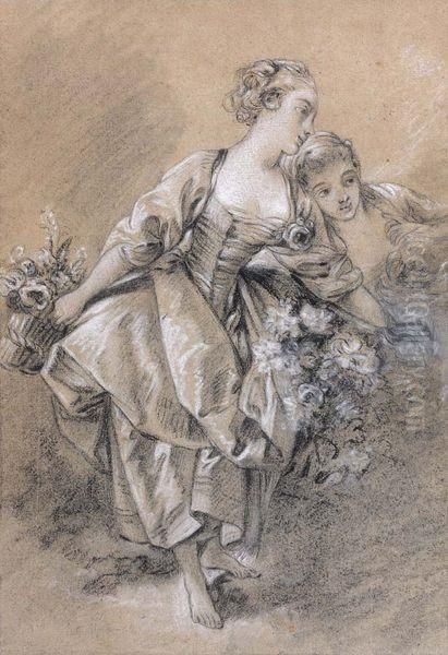 La Cueillette Du Bouquet Oil Painting by Francois Boucher