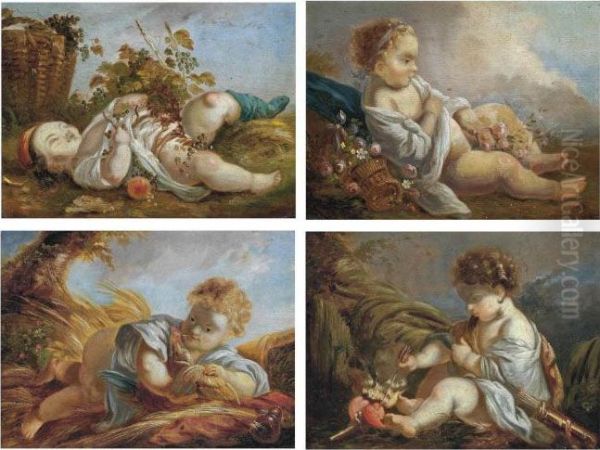 The Four Seasons: Spring, Summer, Autumn, Winter Oil Painting by Francois Boucher