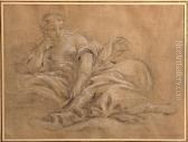 A Study Of A Reclining Woman Oil Painting by Francois Boucher