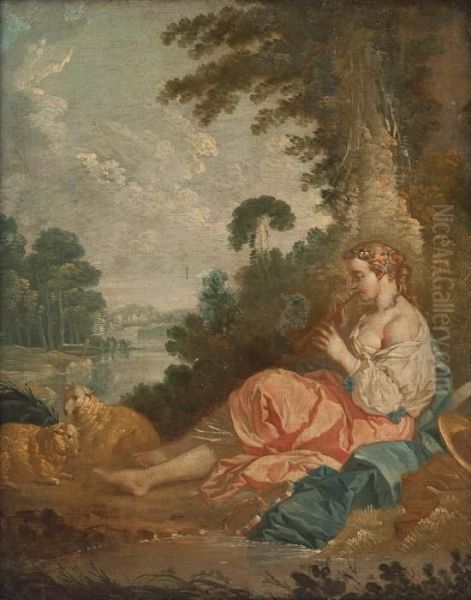 Flote Spielende Schaferin Oil Painting by Francois Boucher