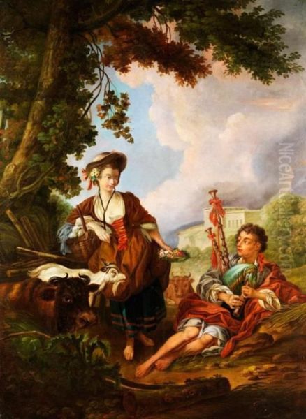 Galante Hirtenszene Oil Painting by Francois Boucher