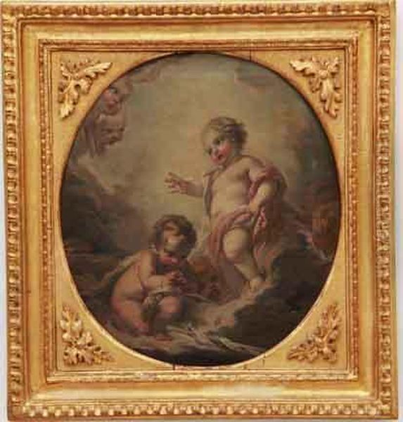 The Infant Jesus Blessing St. John The Baptist Oil Painting by Francois Boucher