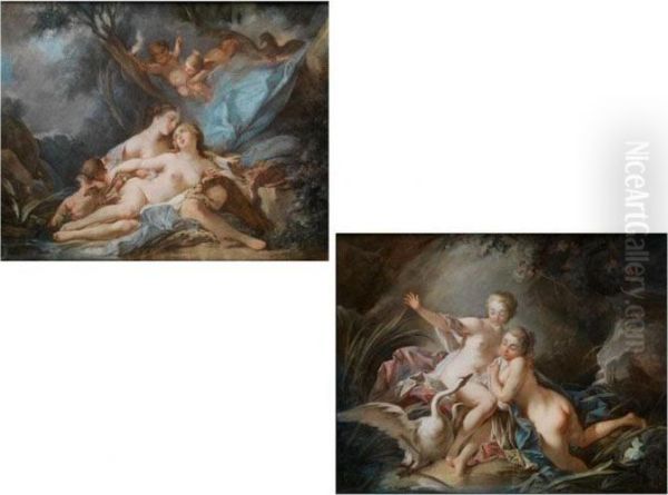 Diana Und Leda Oil Painting by Francois Boucher