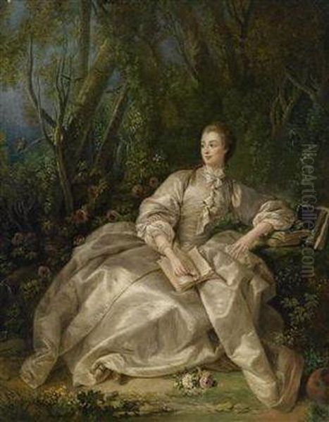 Outdoor Portrait Of The Marquise Depompadour Oil Painting by Francois Boucher