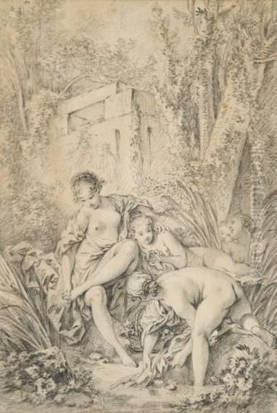 Les Graces Au Bain Oil Painting by Francois Boucher