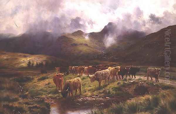 A Highland Drove at Strathfillan Perthshire Oil Painting by Louis Bosworth Hurt