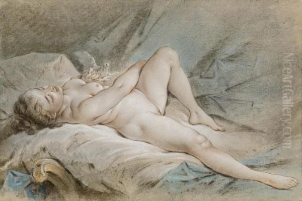 Venus Jouant Avec Deux Colombes Oil Painting by Francois Boucher