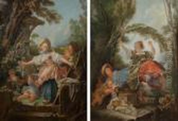 Collin Maillard / L'escarpolette Oil Painting by Francois Boucher