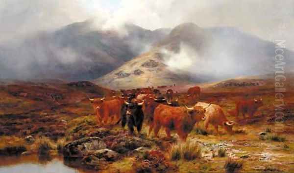 Crossing the moorland Oil Painting by Louis Bosworth Hurt