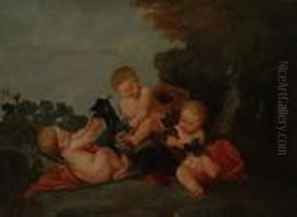 Putti Jouant Avec Une Chevre Oil Painting by Francois Boucher