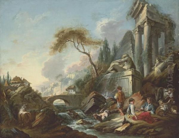 Le Moineau Apprivoise Oil Painting by Francois Boucher