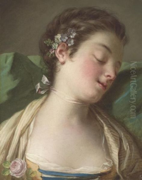 A Sleeping Lady Oil Painting by Francois Boucher