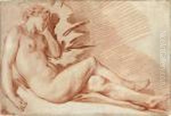 A Reclining Female Nude Oil Painting by Francois Boucher