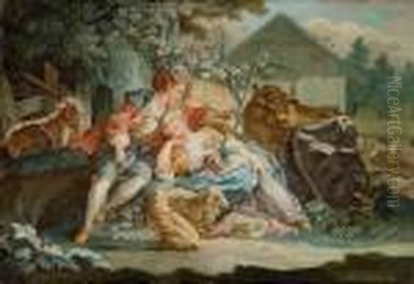 Werkstatt Das Schaferstundchen Oil Painting by Francois Boucher