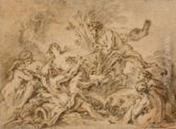 Pan Et Syrinx Oil Painting by Francois Boucher