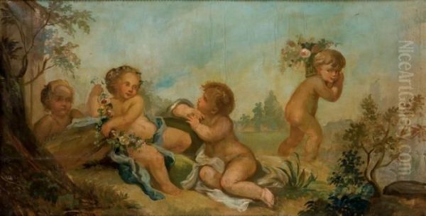 Putti Oil Painting by Francois Boucher