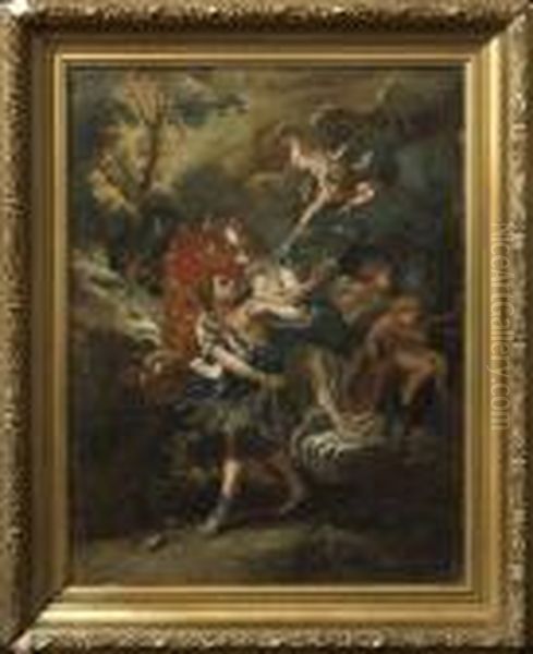 Mars And Venus Pursued By Eros Oil Painting by Francois Boucher