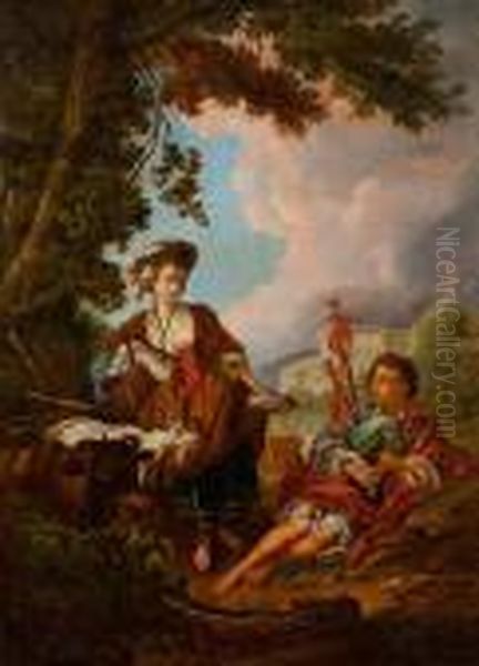 Berger Accordant Sa Mussete Oil Painting by Francois Boucher