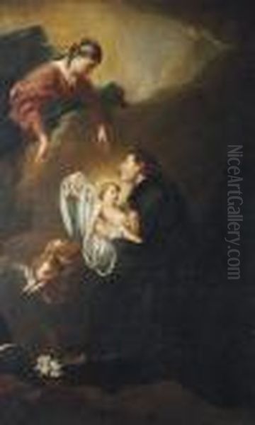 The Holy Virgin And Child With Saint Stanislas Kostka Oil Painting by Francois Boucher