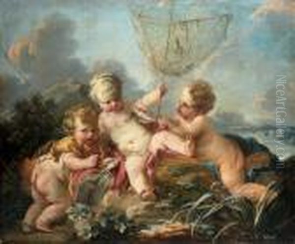 L'eau Ou Les Pecheurs Oil Painting by Francois Boucher