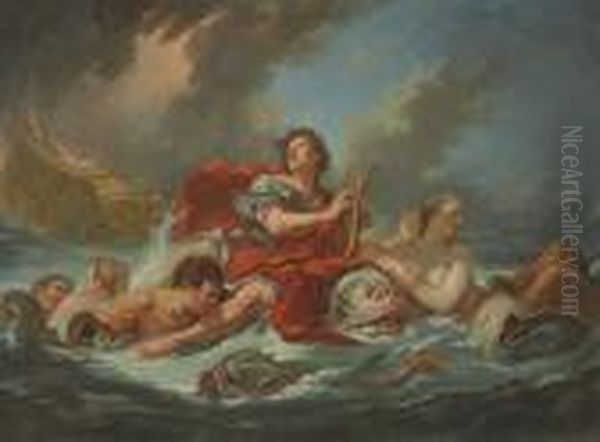 Arion Carried By A Dolphin Oil Painting by Francois Boucher