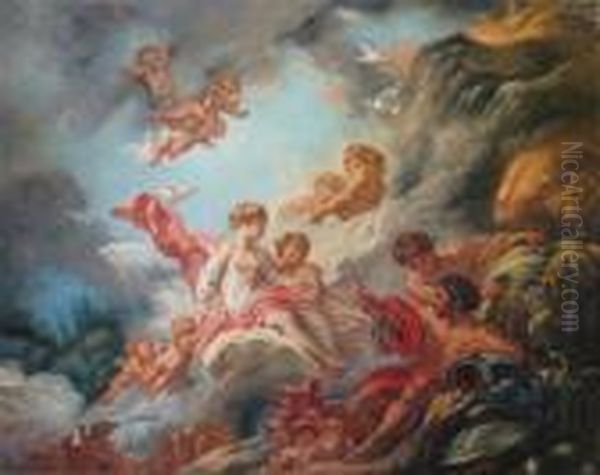 A Heavenly Gathering Oil Painting by Francois Boucher