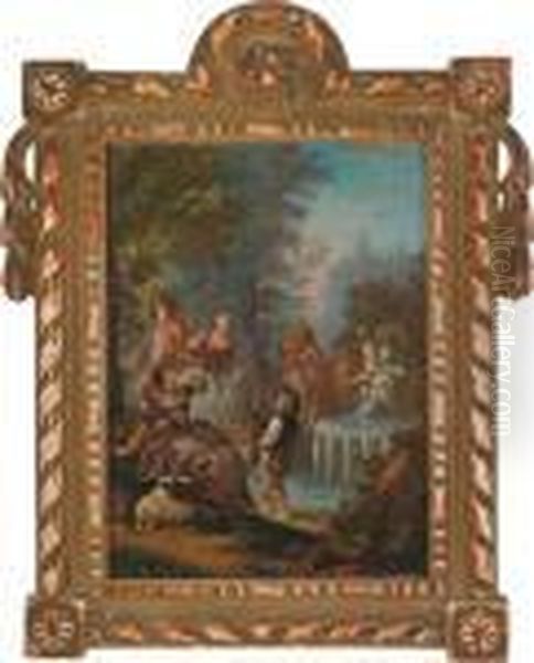 Coppie Danzanti Presso Una Cascata Oil Painting by Francois Boucher