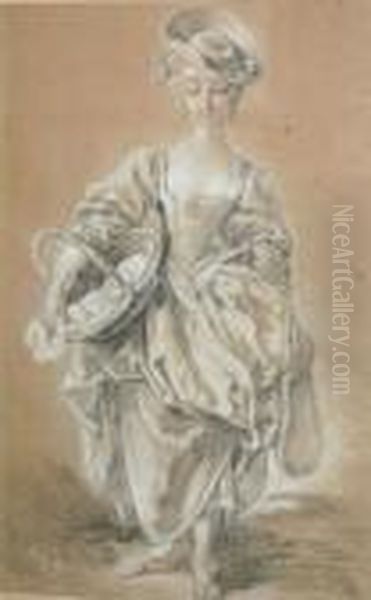 Lady Carrying A Basket Oil Painting by Francois Boucher