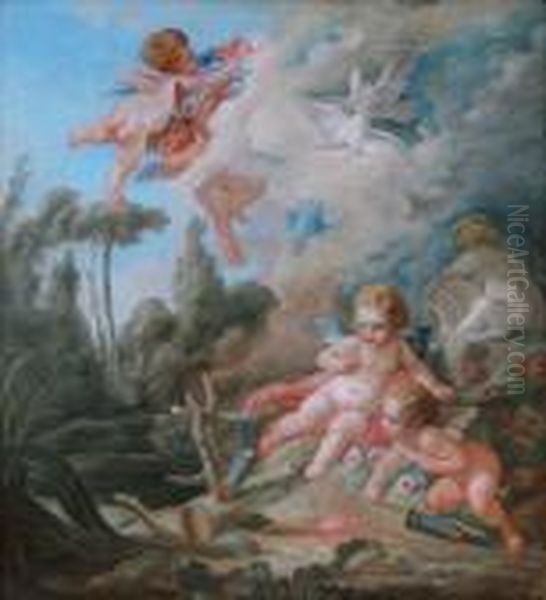 Putti Oil Painting by Francois Boucher