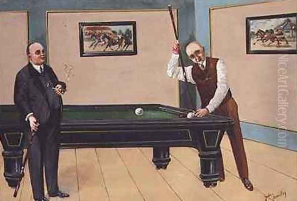 The Billards Match Oil Painting by John McClure Hamilton