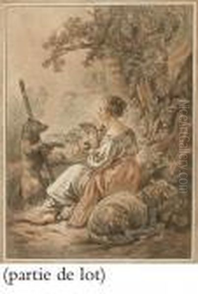 Pastorale
 (jean-richard 839), 
Berger Et Bergare Oil Painting by Francois Boucher