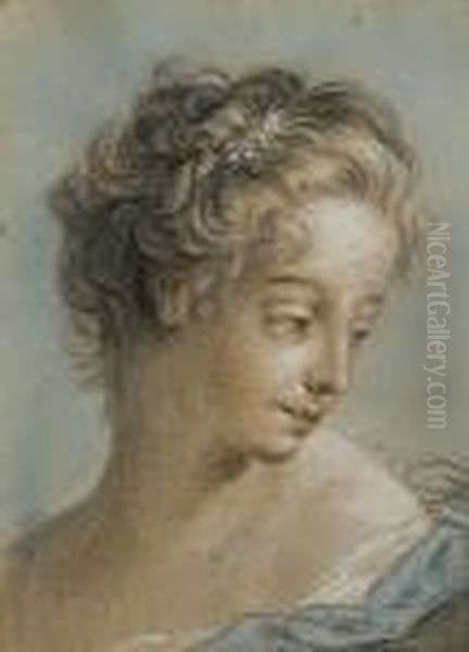 Tete De Femme, D'apres Boucher Oil Painting by Francois Boucher