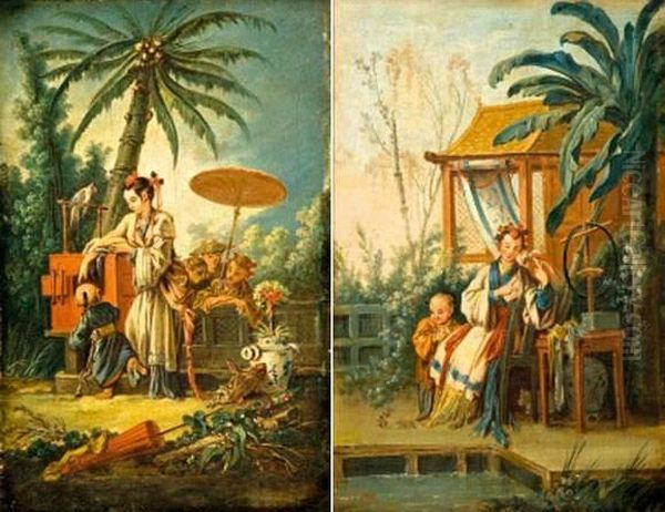 Le Perroquet, La Boite Optique Oil Painting by Francois Boucher