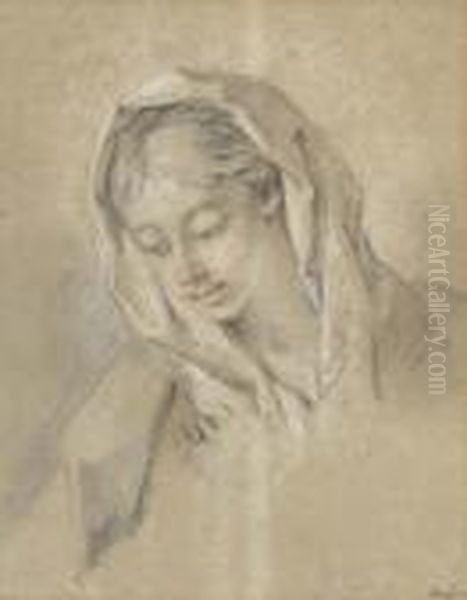 Portrait Study Of A Young Girl. Oil Painting by Francois Boucher