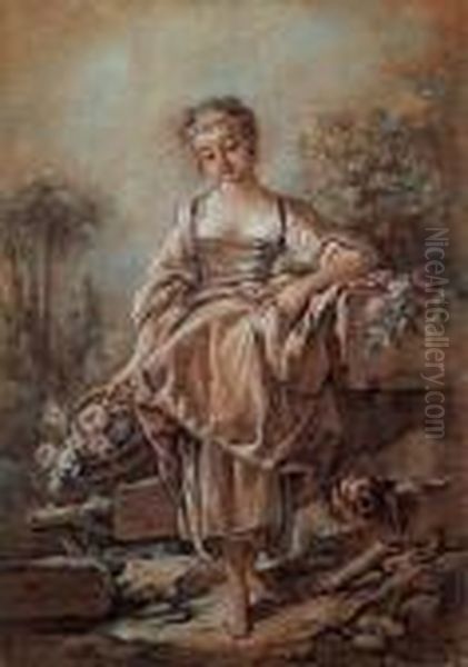 La Petite Marchande De Fleurs Oil Painting by Francois Boucher