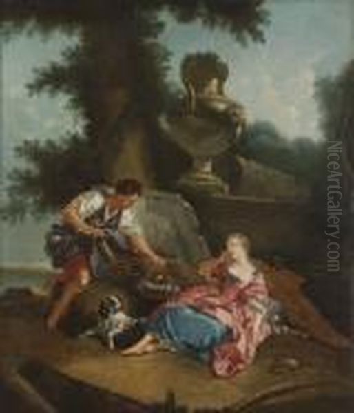 Pastoral Figurscen Oil Painting by Francois Boucher