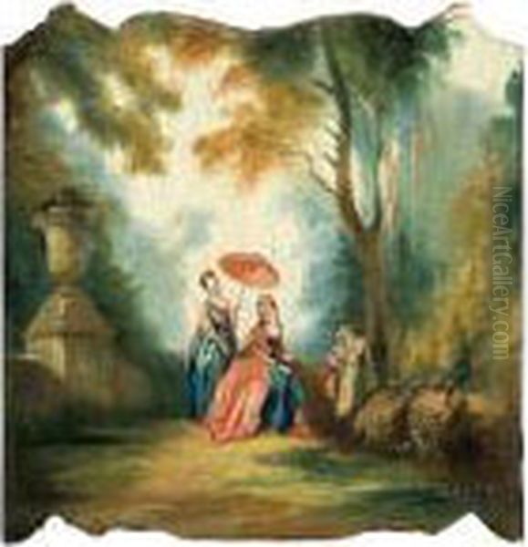 In Bewegtem Bildfeld Galante Parkszene Oil Painting by Francois Boucher