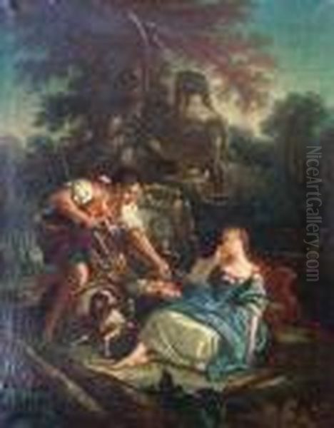 La Panier Mysterieux. Huile Sur Toile. Oil Painting by Francois Boucher