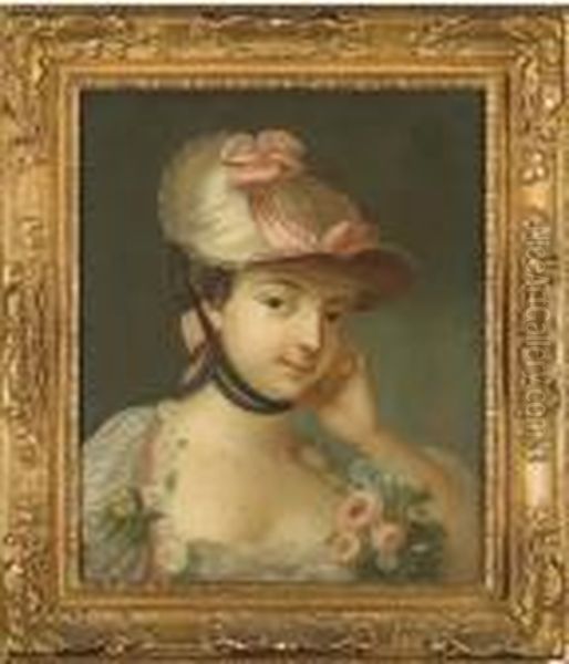 Portrait De Jeune Femme Au Chapeau Oil Painting by Francois Boucher