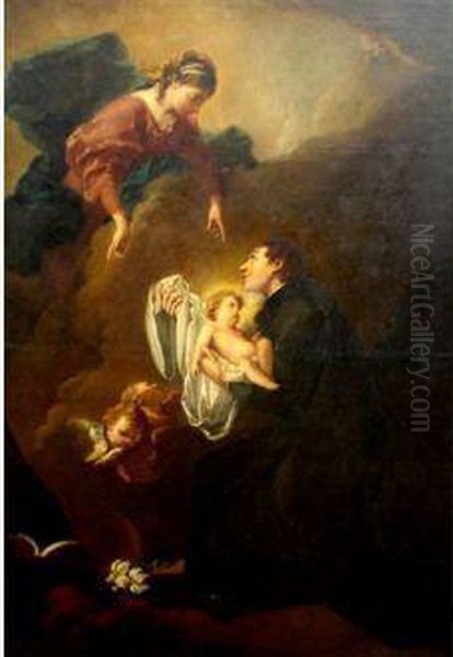 La Vierge Confiant L'enfant Jesus A Saint-stanislas Kostka. Oil Painting by Francois Boucher