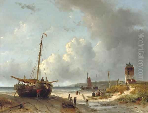 On the beach Oil Painting by Josephus Gerardus Hans