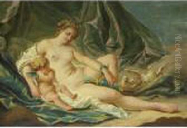 Venus And Cupid Oil Painting by Francois Boucher